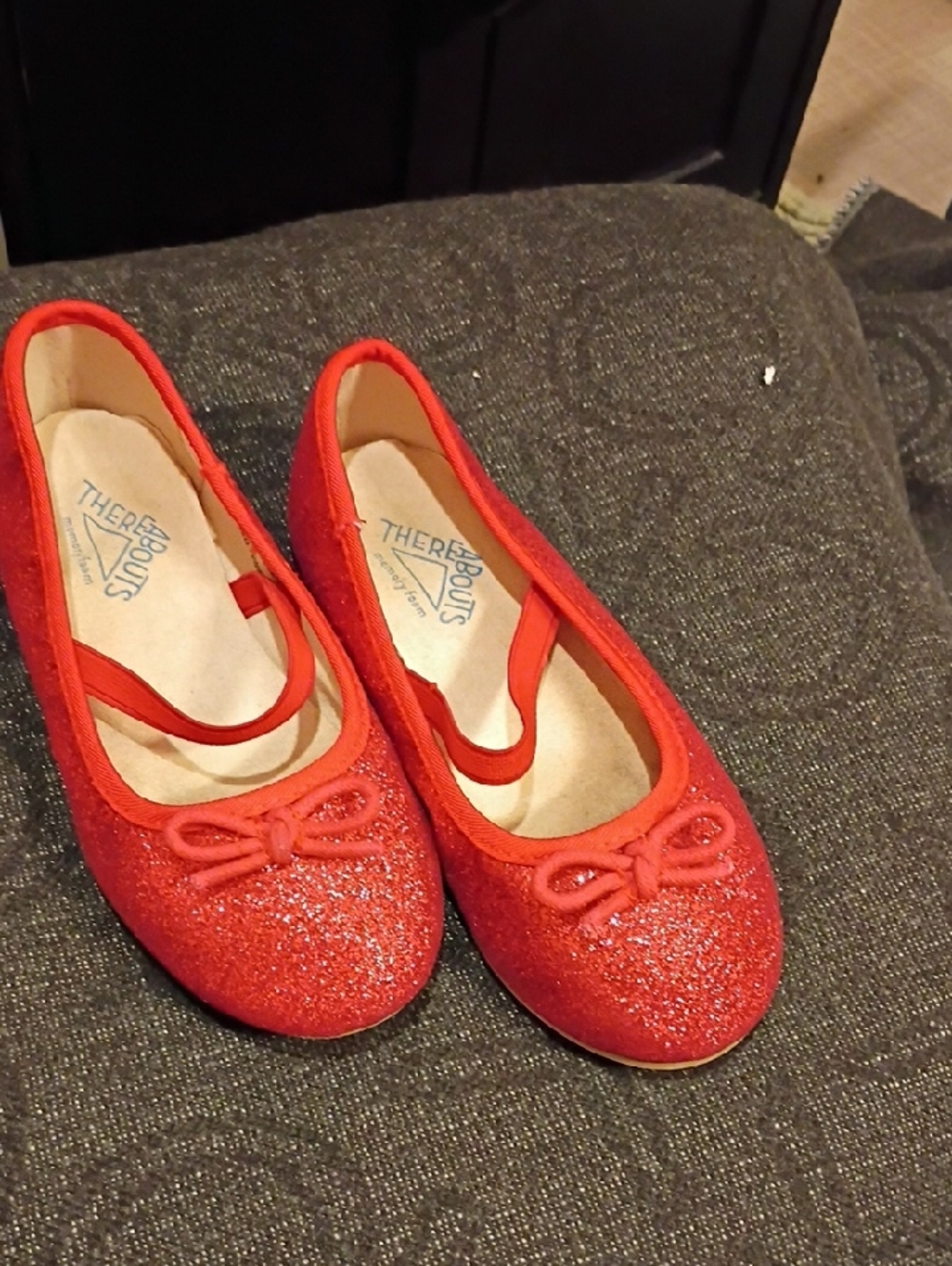 Thereabouts Kids' Red Glitter Ballet Flats with Bow